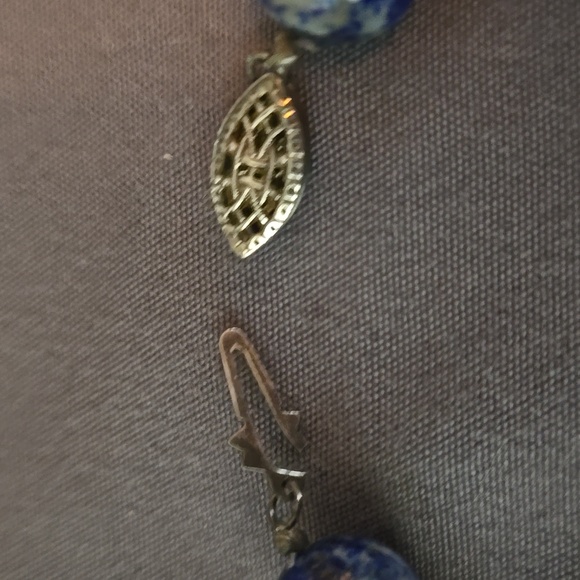 Lapis lazuli look natural stone blue bead necklace and Embellished Silver Ring - Picture 7 of 10